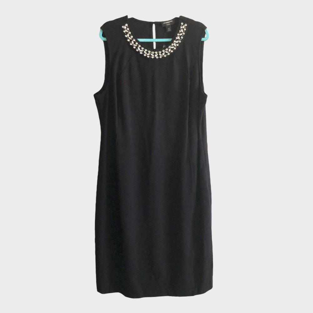 NWT Liz Claiborne Black Sheath Dress with Rhinestones Detail size 1X